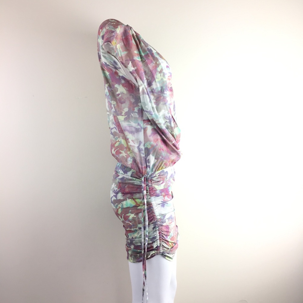 IRO ruched sides silk mini dress camo pink sz 1 - Picture 4 of 7